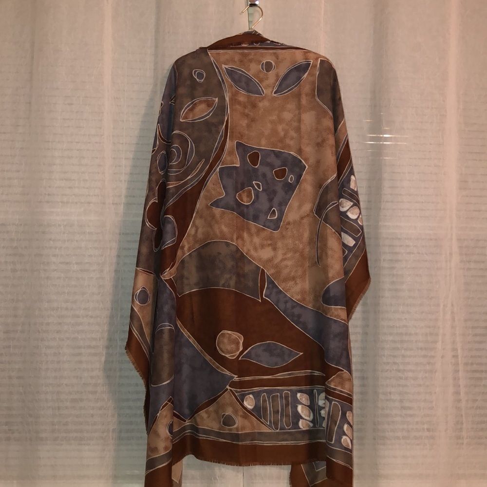 Art of the Scarf - Tie Rack Brown Shades Large Square Lightweight Scarf Wrap - Picture 4 of 8